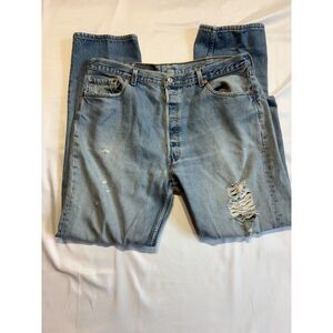 Levi’s 501 Men’s Jeans Size 40x34 Light Wash Distressed Straight Leg Vintage